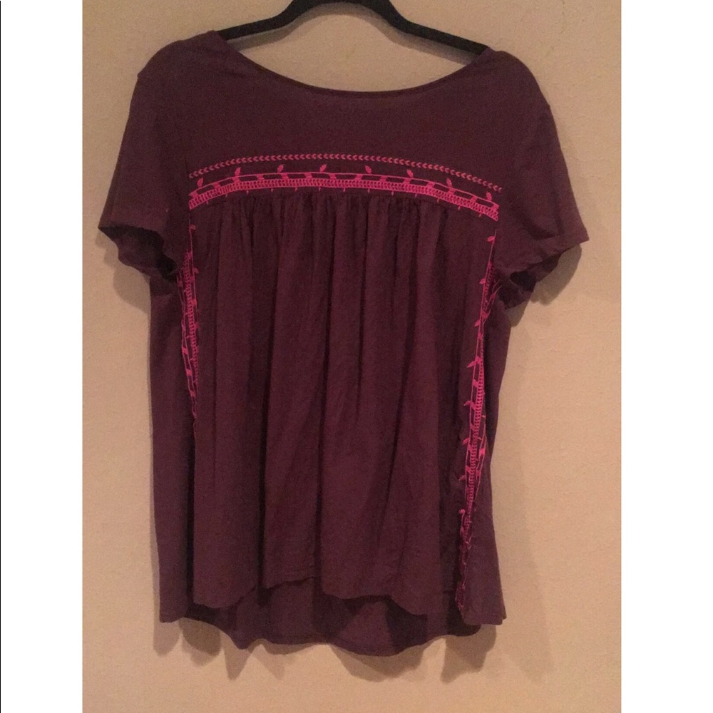 Burgundy and pink top